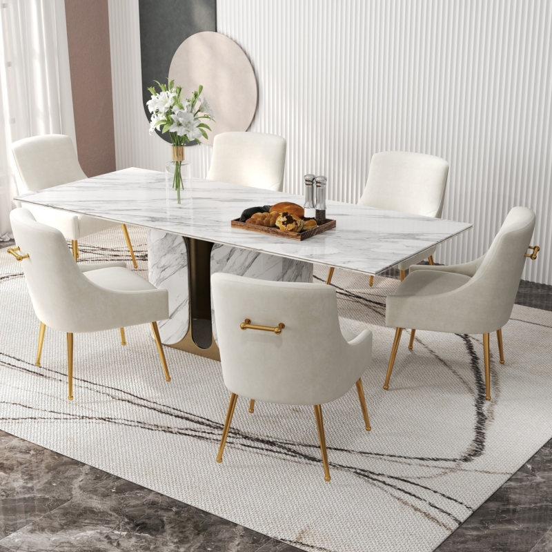 Dining Chairs Cream Velvet Barrel Back Channel Tufted Gold Legs