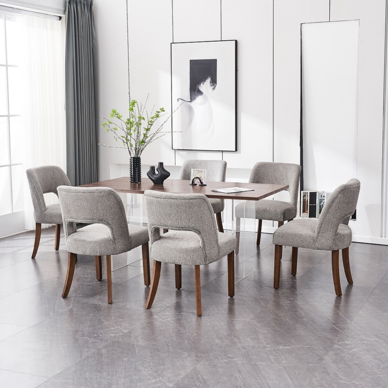 Dining Chairs Curved Back Tapered Legs Armless