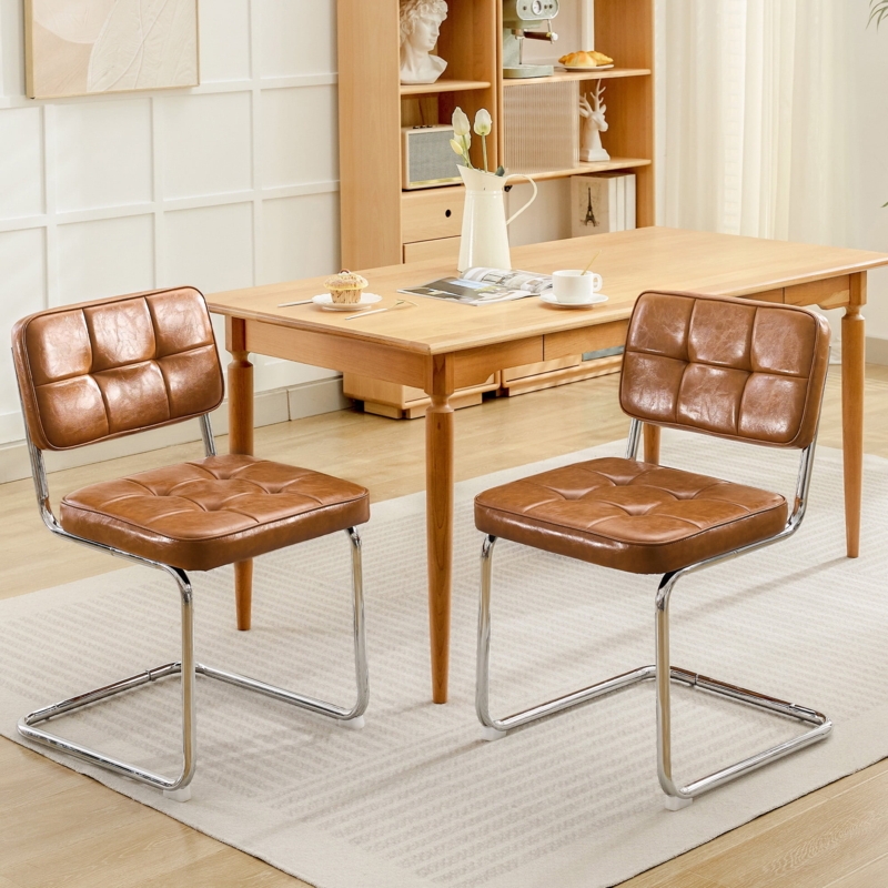 Dining Chairs Curved Back with Splayed Metal Legs Minimalist