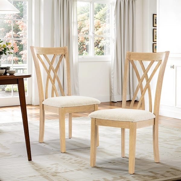Dining Chairs Curved Backrest Warm Brown Wood Light Gray Fabric Scandi