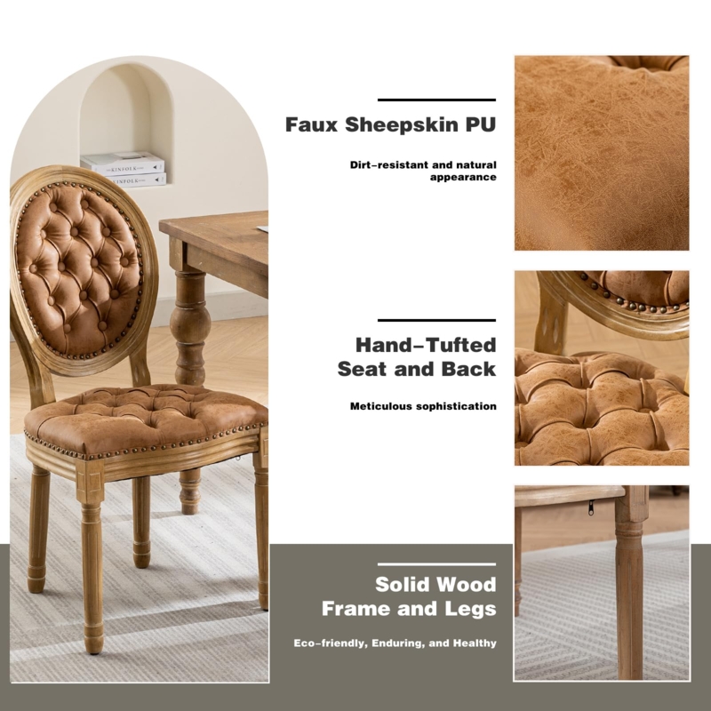 Dining Chairs, Diamond Tufting, Wingback Style, Faux Leather