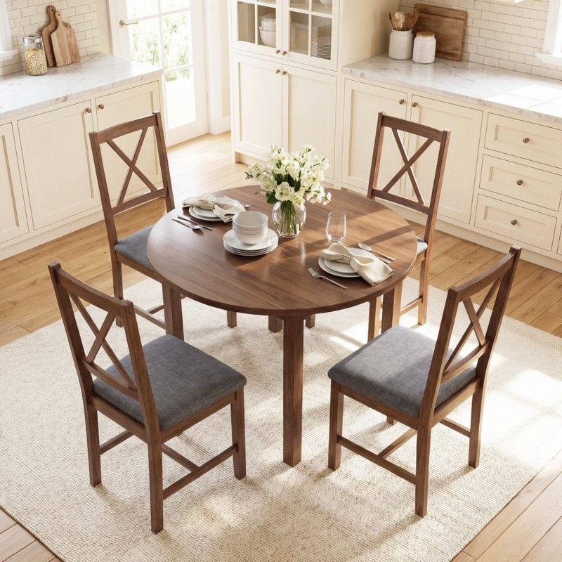 Dining Chairs Farmhouse X-Back Design Brown Wood Frame Padded Seat
