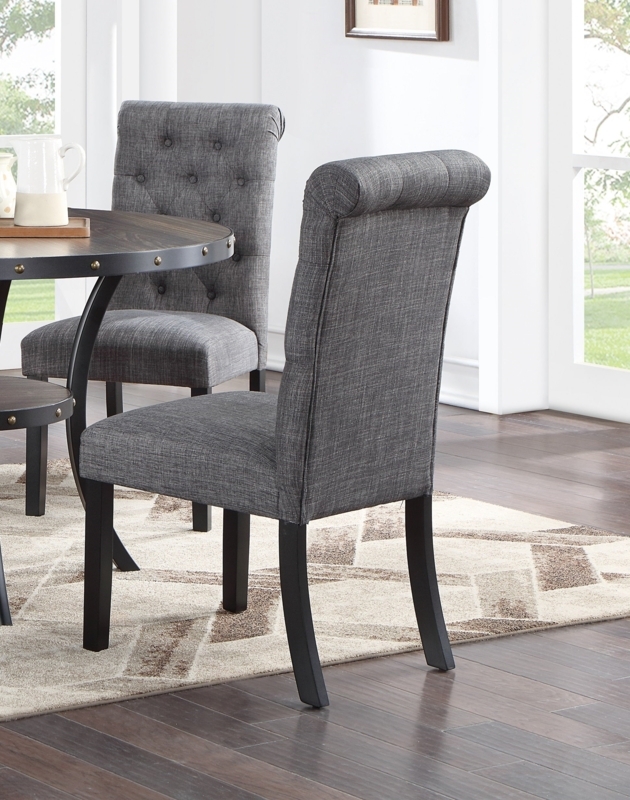 Dining Chairs, Fully Upholstered Legs with Tufted Back Contemporary