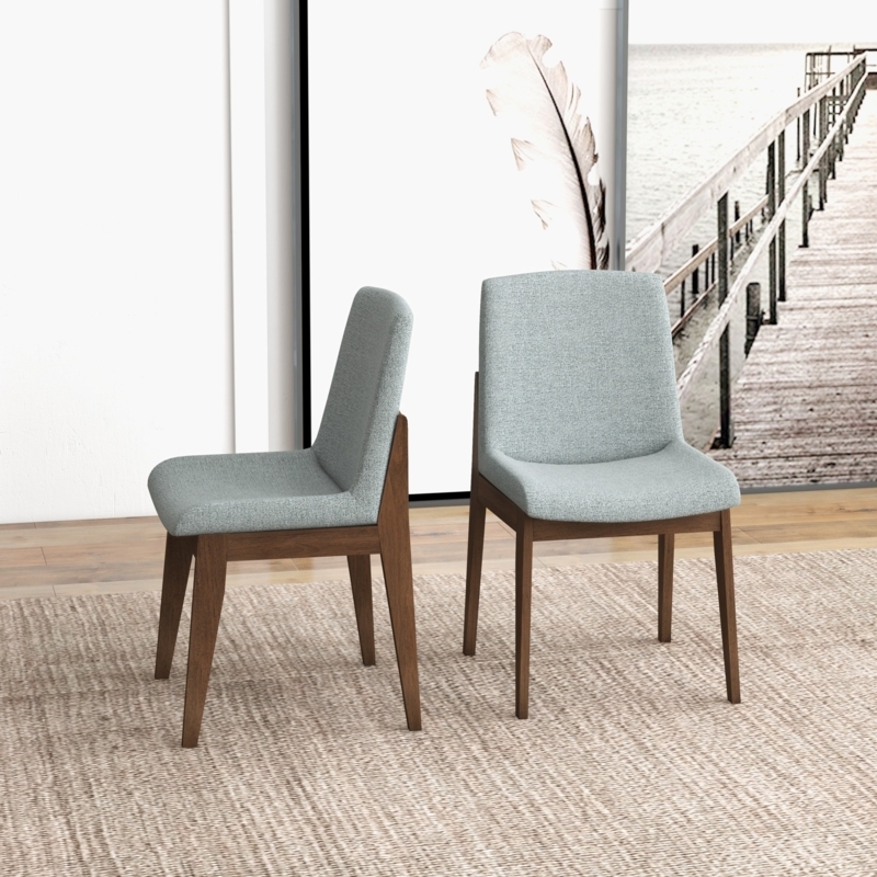 Dining Chairs Gray Button Tufting Splayed Legs Mid Century Modern Set