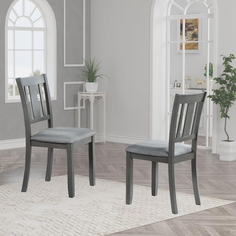 Dining Chairs Gray Set Curved Back Tapered Legs