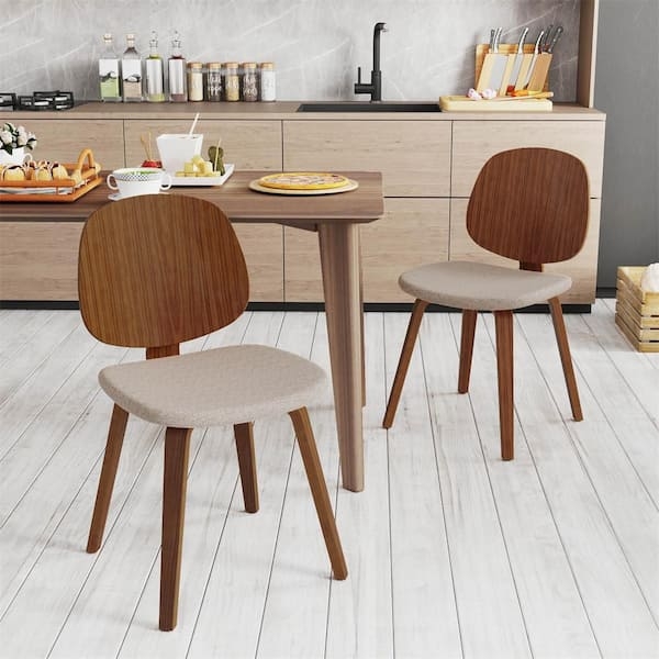 Dining Chairs Grey Upholstered Seat Bentwood Back Splayed Legs Modern