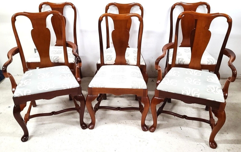 Dining Chairs, H-Stretcher, Fiddle Back, Queen Anne Style