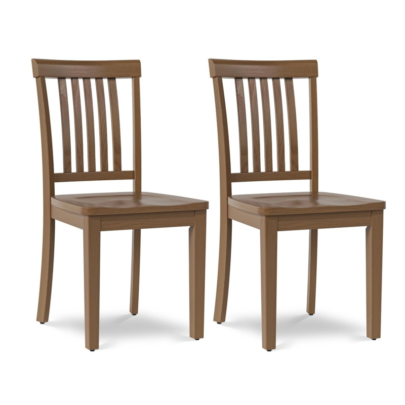 Dining Chairs Honey Wood Finish Spindle Back H-Stretcher Rustic Style