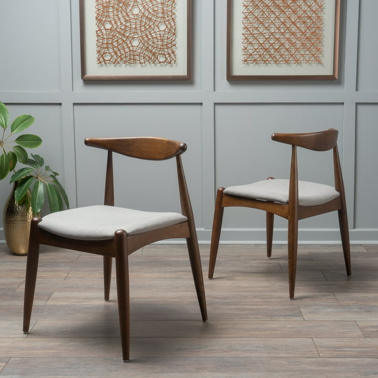 Dining Chairs in Natural Walnut Finish with Black Upholstery