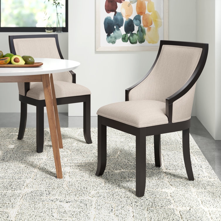 Dining Chairs, Light Birch Wood Frame, Cream Upholstered, Oval Back