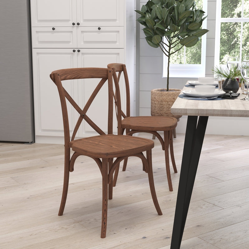 Dining Chairs Light Oak Finish Bistro Style with Woven Seat