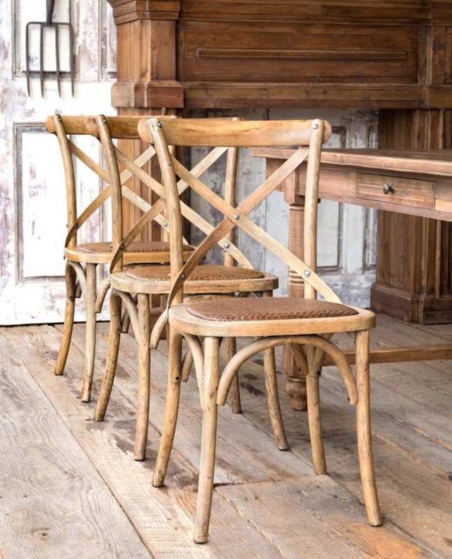 Dining Chairs Matte Natural Finish Light Wood Farmhouse Style