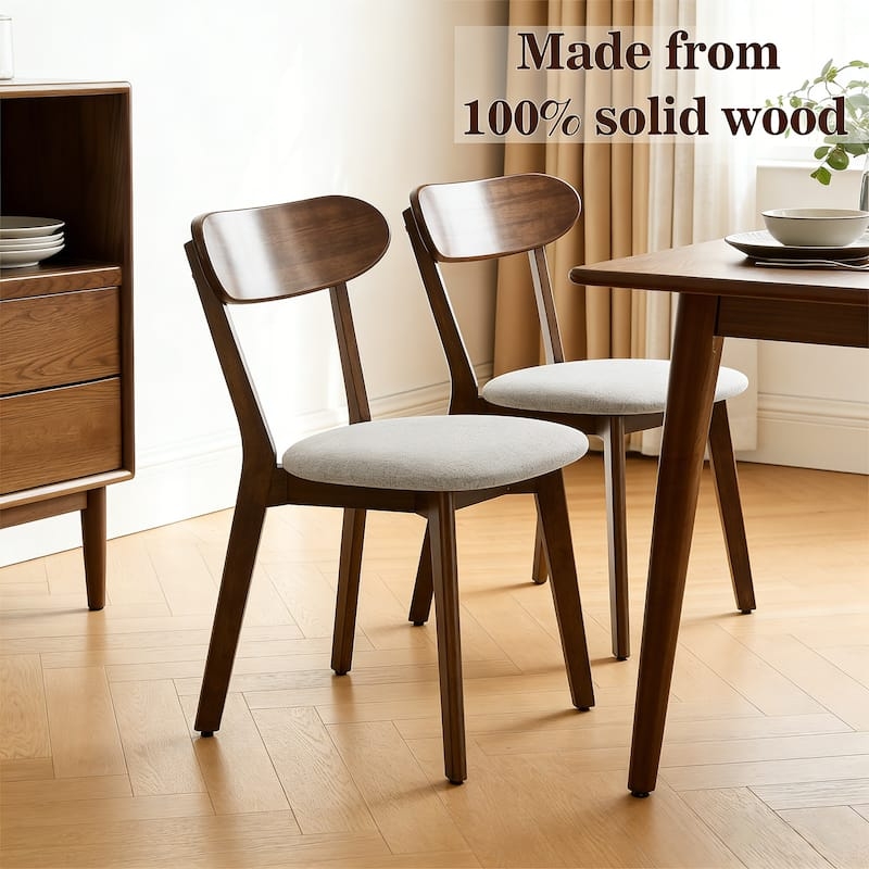 Dining Chairs Mid Century Modern Walnut Finish Upholstered Seating