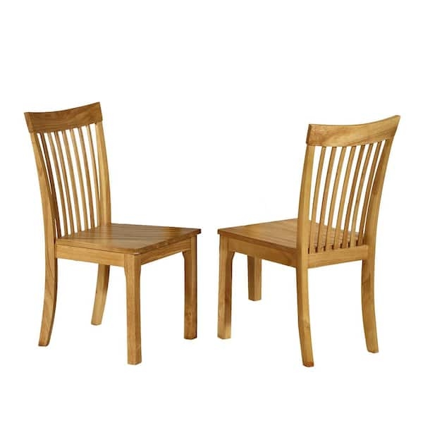 Dining Chairs, Natural Wood Cross Back, Set of 2, Solid Seat