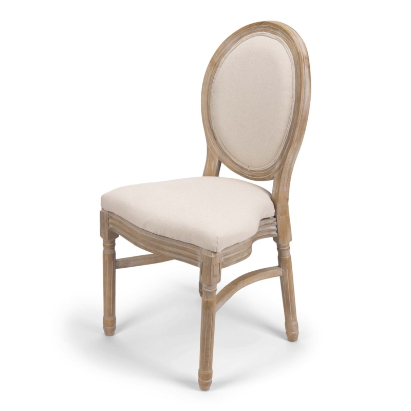Dining Chairs Neoclassical Style, Medallion Back, Light Wood Tone