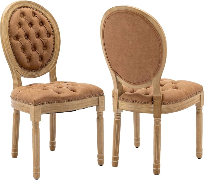 Dining Chairs, Oval Medallion Back, Fluted Legs, French Country
