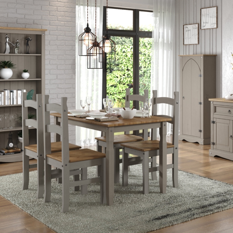 Dining Chairs Rustic Grey Dining Chair Set Woven Seat Metal Studs