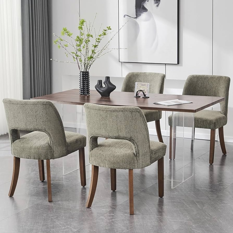 Dining Chairs, Sage Green with Horseshoe Back Silhouette