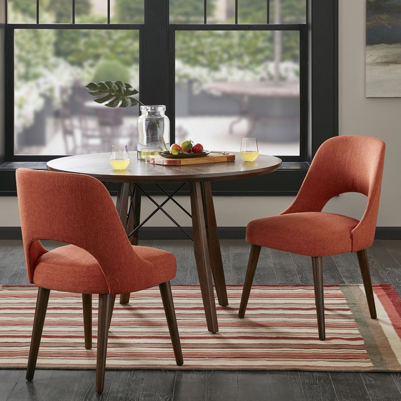 Dining Chairs Set of 2 with Curved Open Back and Dark Legs