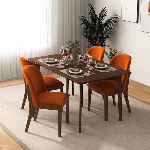 Dining Chairs Set of 2 with Open Back and Wood Toned Legs