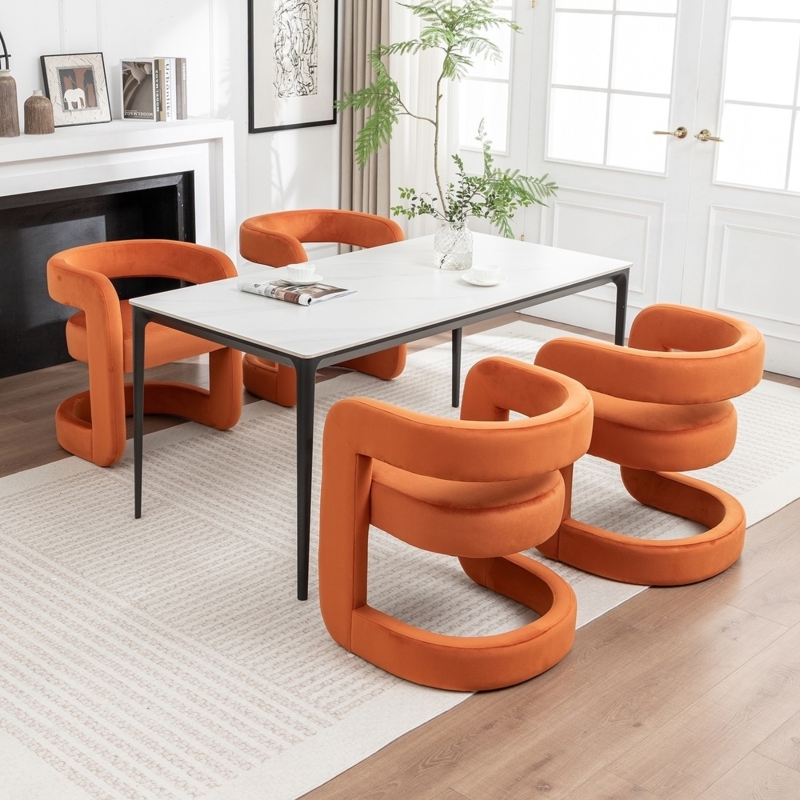 Dining Chairs Set of 4 featuring an E-Shaped Open Back