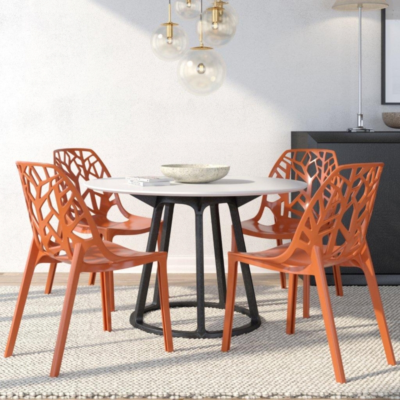 Dining Chairs Set of 4 with Monochromatic Molded Seat