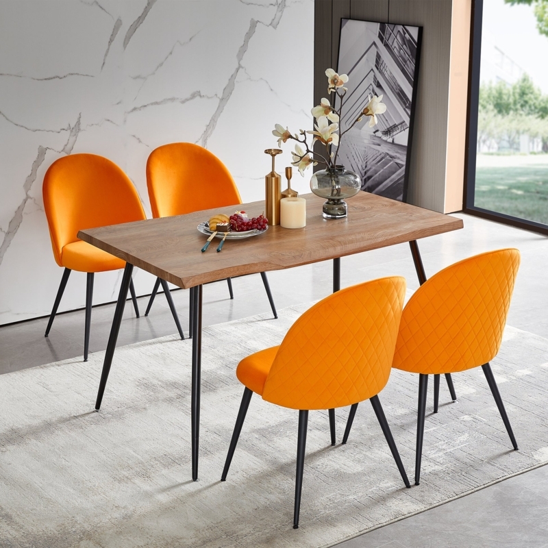 Dining Chairs Set of 4 with Wrap Around Velvet Back
