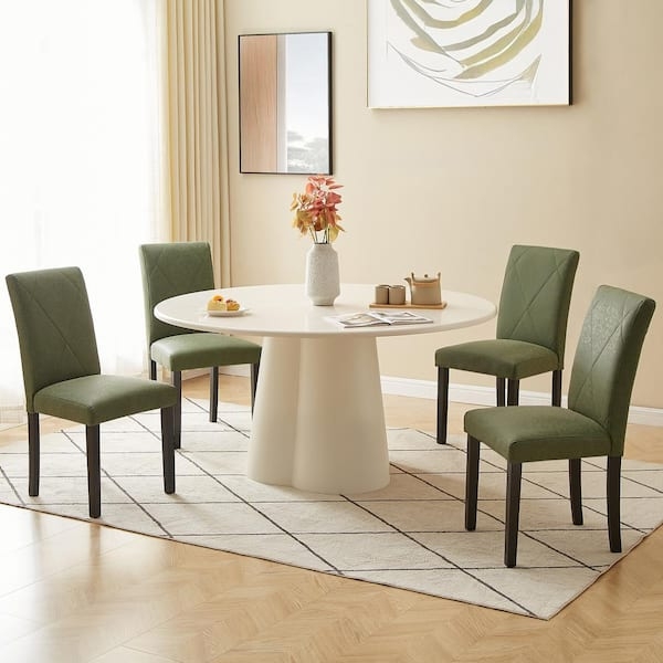 Dining Chairs Set of 6 High Back Tapered Wood Legs Upholstered