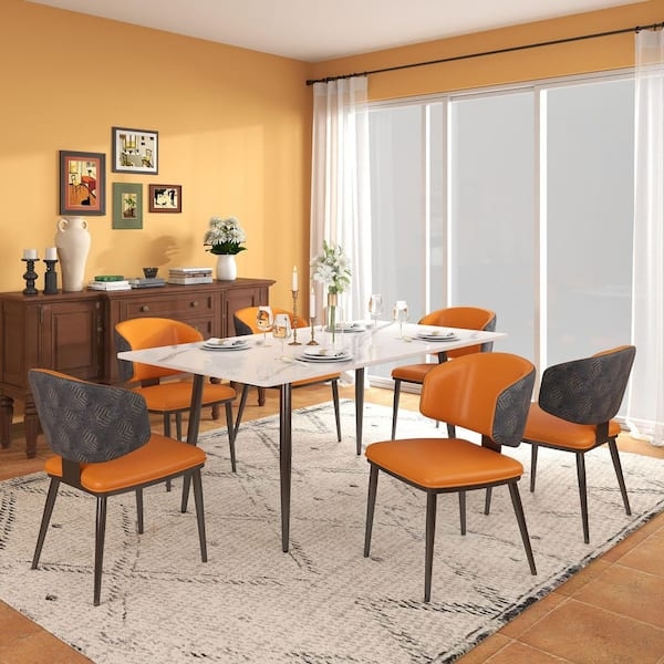 Dining Chairs Set of 6 with Diamond Quilted Stitching