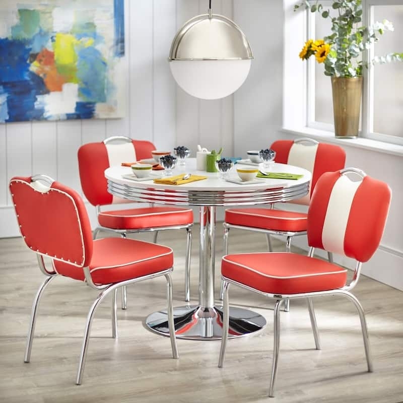 Dining Chairs Simple Retro Wood Frame Black Upholstered Seat