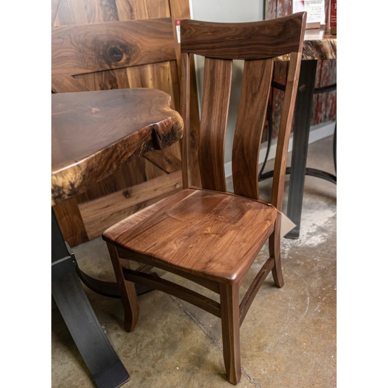 Dining Chairs Slat Back Walnut Finish Beige Upholstered Seat Transitional