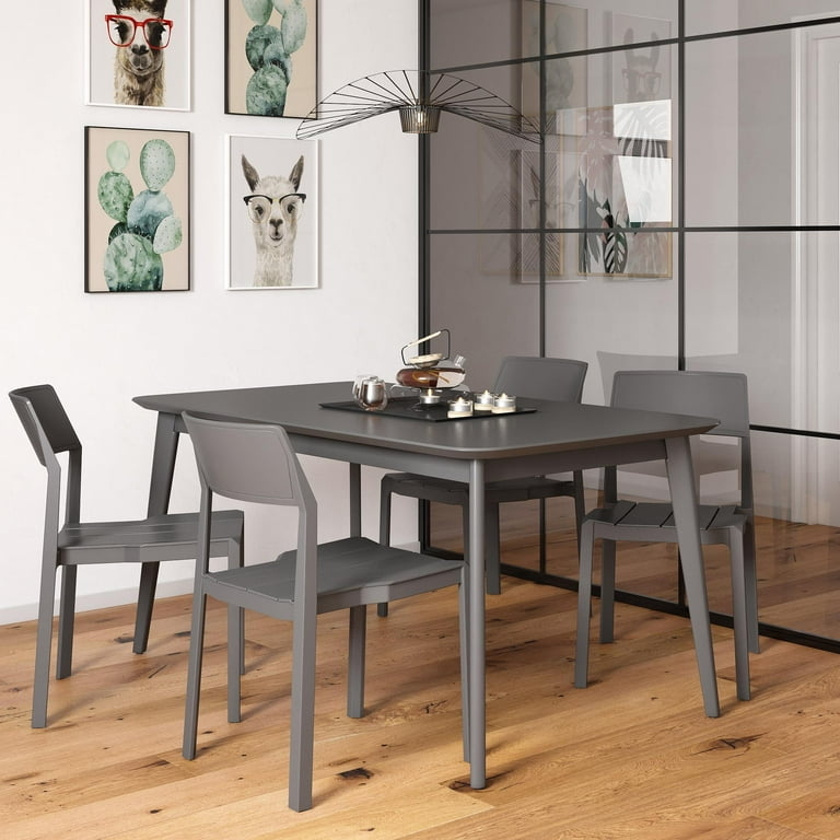 Dining Chairs, Slatted Metal for Indoor Outdoor Use Industrial