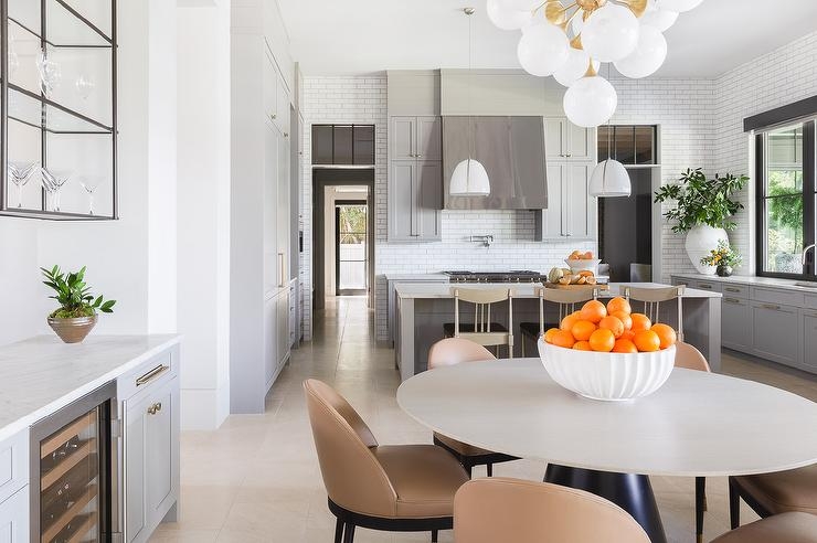 Dining Chairs Sleek Upholstery in Marble Table Setting