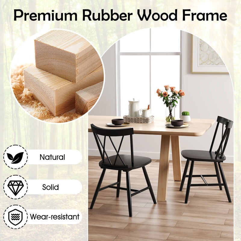 Dining Chairs Spindle Back Contoured Saddle Seat Natural Wood Rustic
