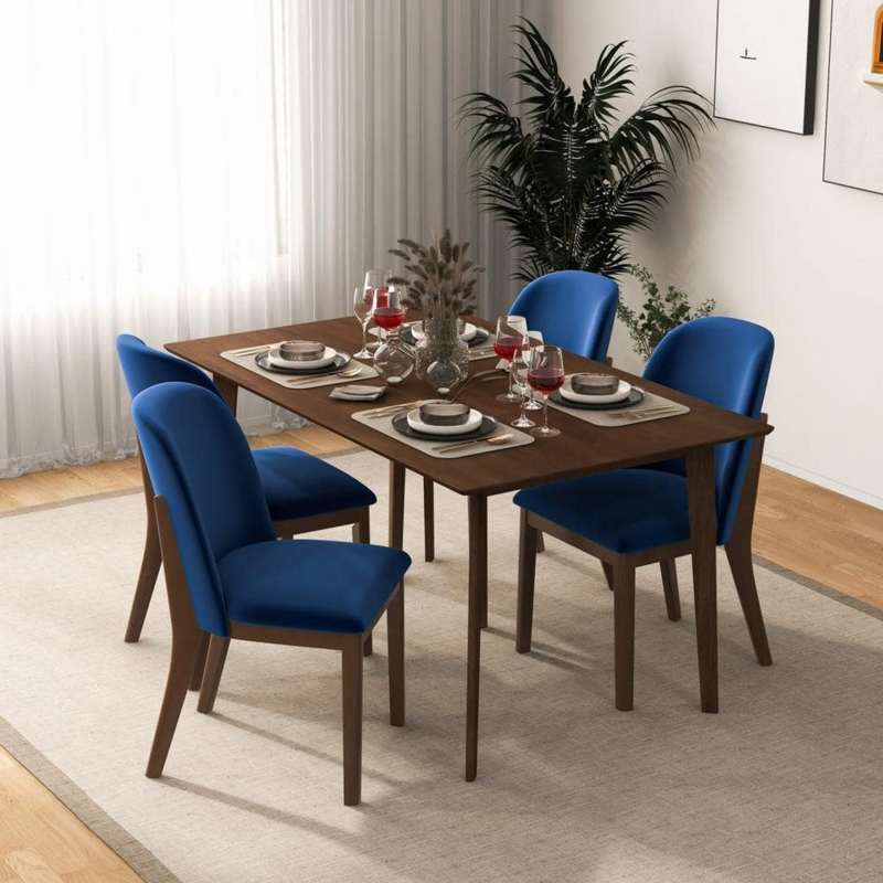 Dining Chairs Tall High Back Dark Wood Fabric Upholstery Transitional