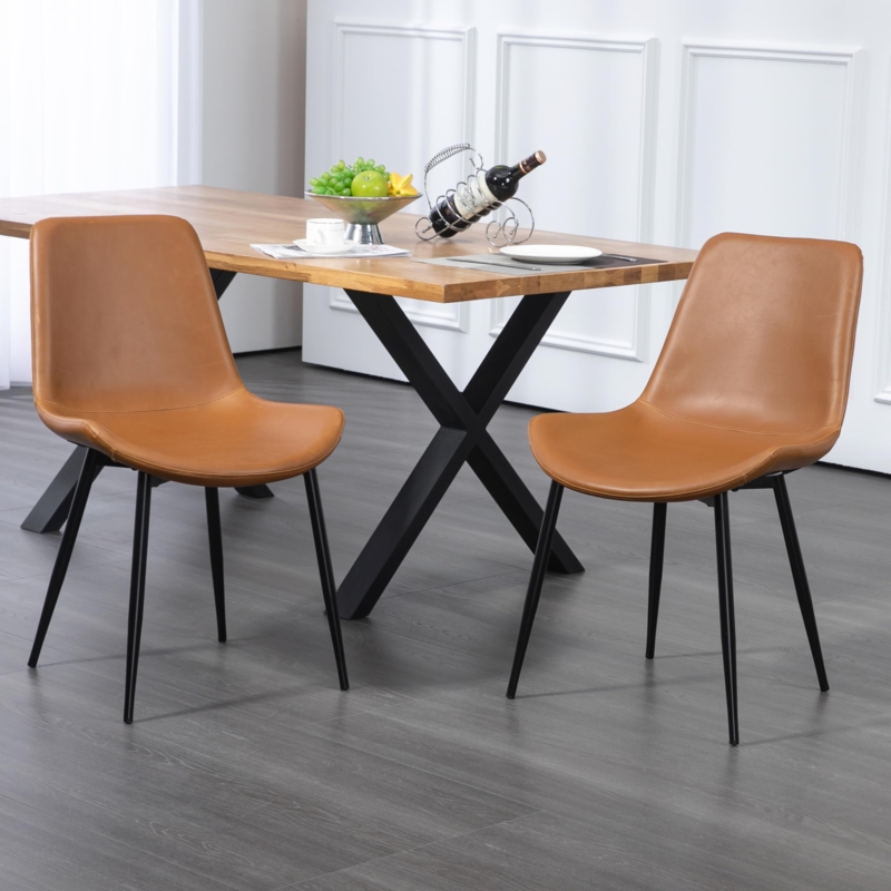 Dining Chairs, Tapered Iron Legs, Smooth Texture, Mid-Century Modern