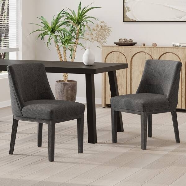Dining Chairs, Tapered Wood Legs with Upholstered Seat and Curved Back