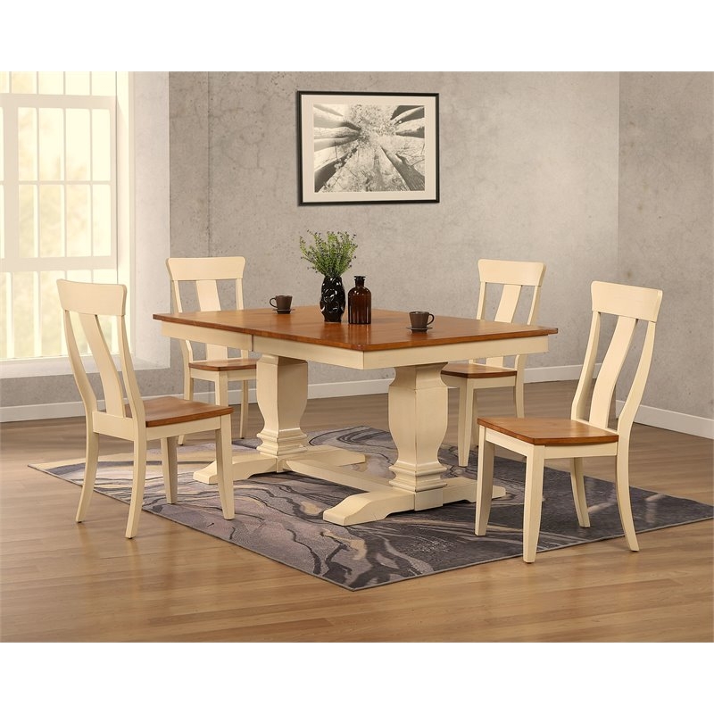 Dining Chairs, Two-Tone Finish, Slat Back, Box Seat