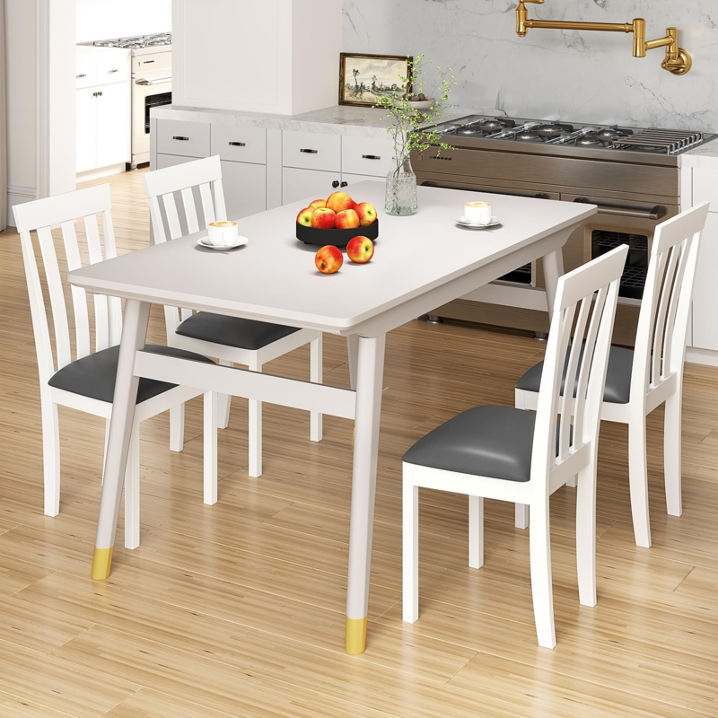 Dining Chairs Two-Tone White and Grey Upholstery Armless Contemporary