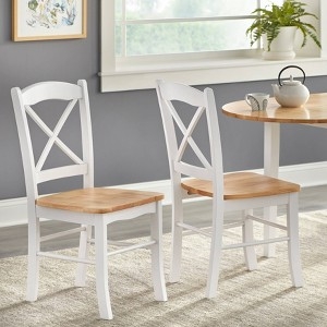 Dining Chairs Two Tone White Frame with Natural Wood Seat