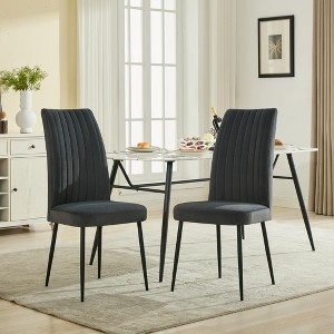 Dining Chairs, Velvet High-Back with Vertical Tufting Gold Tips