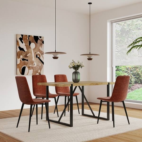 Dining Chairs, Vertical Channel Stitching, Tapered Wood Legs, High Back