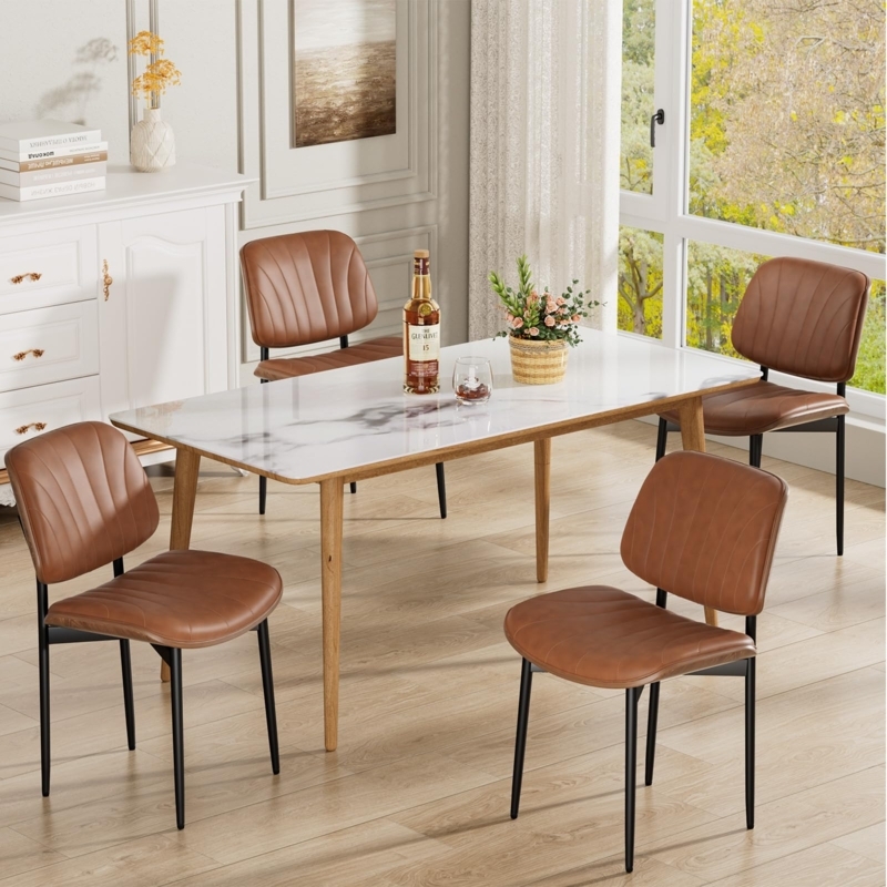 Dining Chairs Walnut Bentwood Back Channel Tufted