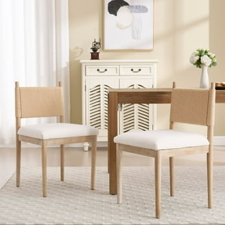 Dining Chairs, Walnut Toned Wood Frame, Woven Cane Back, Beige Seat