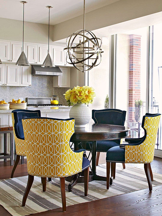 Dining Chairs, White Frame with Floral Back Upholstery