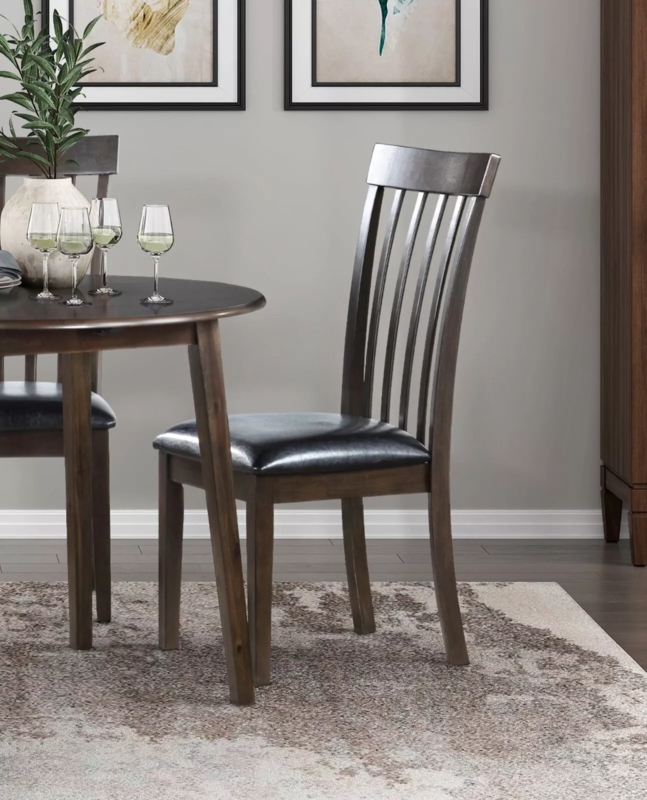 Dining Chairs with Black Faux Leather Seats, Set of 6
