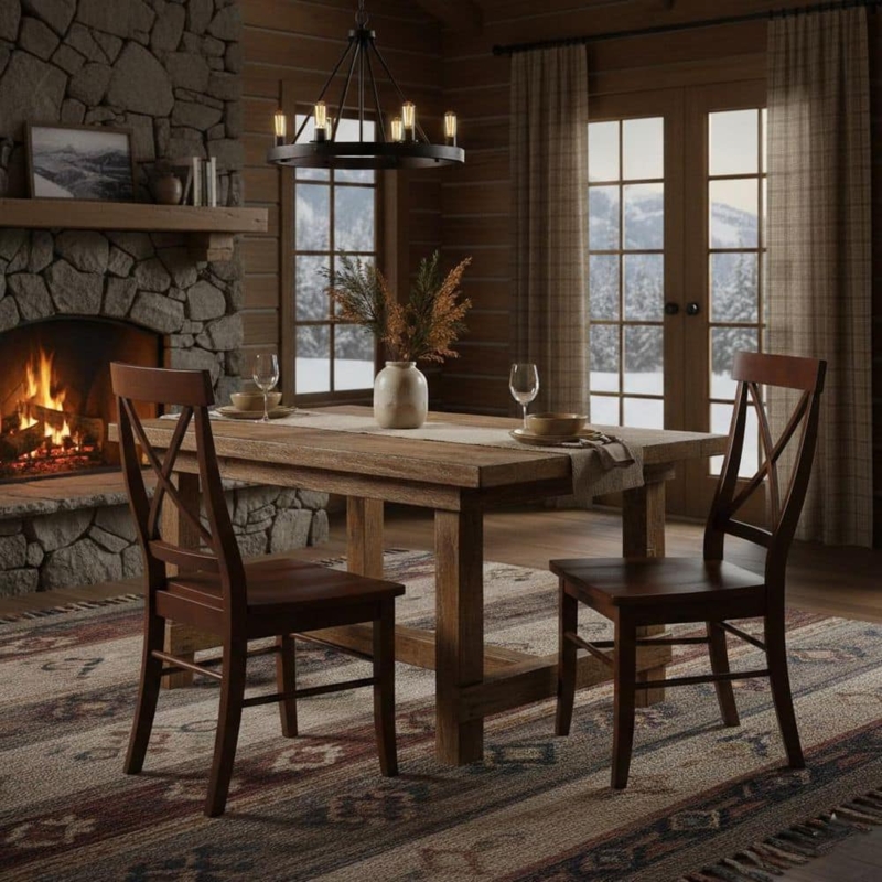 Dining Chairs with X-Back & Espresso Finish, Farmhouse Style