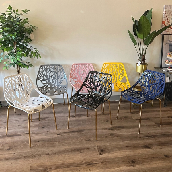 Dining Chairs, Wood Frame, Cream Upholstered Seat, Cutout Back