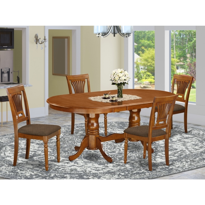 Dining Room Set 9-Piece Mountain Lodge Saddle Brown Ladder Back Chairs