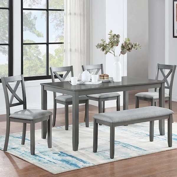 Dining Room Set featuring Backless Bench and Two Tone Finish